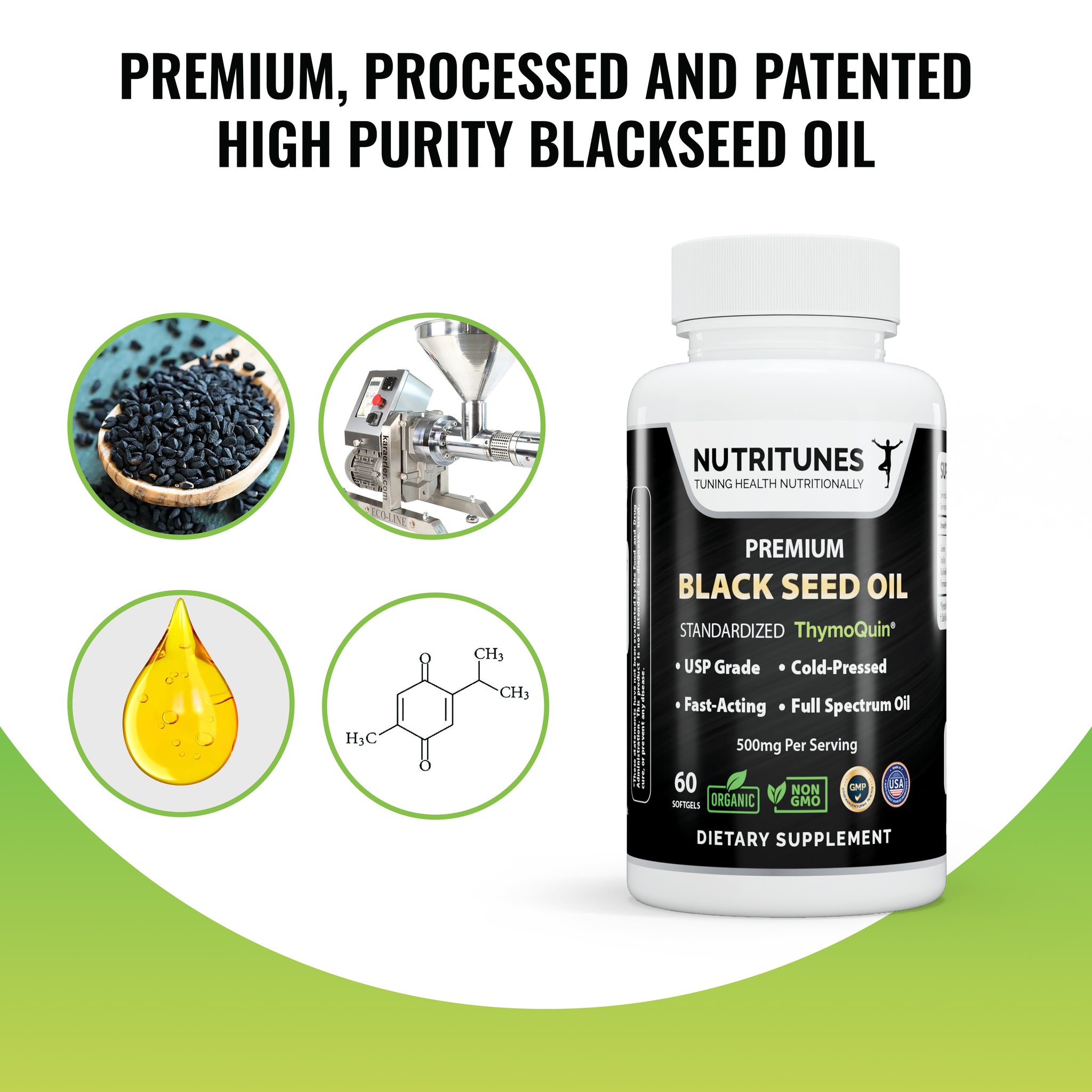 Black Seed Oil 3% Thymoquinone Standardized - Stress, Immunity & Cardi NUTRITUNES Black Seed Oil 3% Thymoquinone Standardized - Stress, Immunity & Cardi NUTRITUNES
