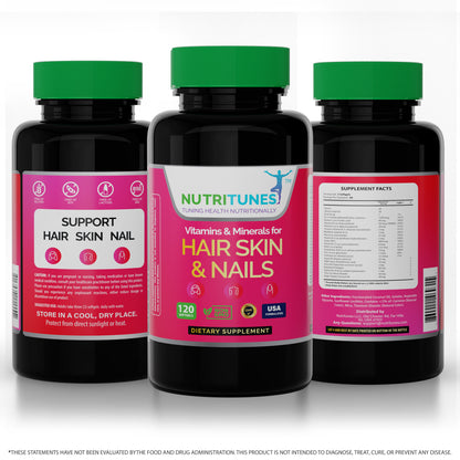 Hair, Skin, & Nails Multivitamins & Minerals - Biotin, Folate, Vitamin C, D3, E B-6 & B-12 Supports Hair, Skin, & Nail Health - Non-GMO, GMP-Certified (120 Softgel Capsules)