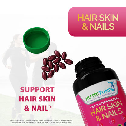 Hair, Skin, & Nails Multivitamins & Minerals - Biotin, Folate, Vitamin C, D3, E B-6 & B-12 Supports Hair, Skin, & Nail Health - Non-GMO, GMP-Certified (120 Softgel Capsules)