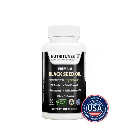 Black Seed Oil 3% Thymoquinone Standardized – Clinically Studied, USP Grade, Cold-Pressed Nigella Sativa ThymoQuin, Non-GMO – 60 Softgels by NUTRITUNES