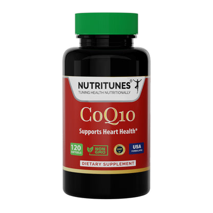 Nutritunes CoQ10 100mg Softgels – High Absorption Antioxidant Supplement for Heart Health, Energy Production, and Cellular Support – Non-GMO, Gluten-Free – 120 Softgels, 4-Month Supply