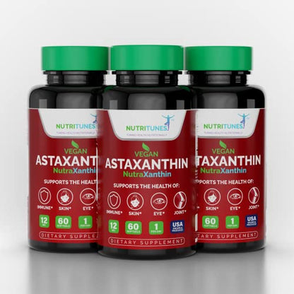 Astaxanthin 12mg Vegan Softgels – High Potency Antioxidant for Skin, Eye, Joint & Immune Support – Non-GMO, Free of Gluten, Soy, Lactose & BSE, 60 Vegan Softgels, 2-Month Supply