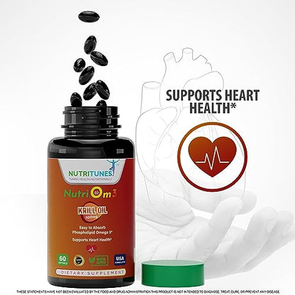 Krill Oil Supplement | 500mg | Supports Heart Health - 60 Softgels